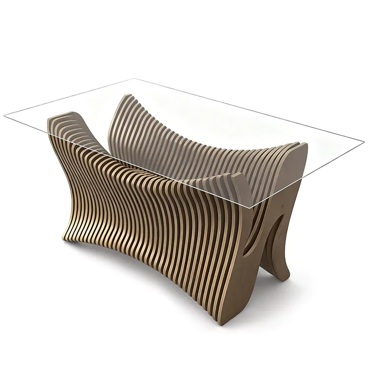 Parametric Sculpture Wave Wooden Coffee Table